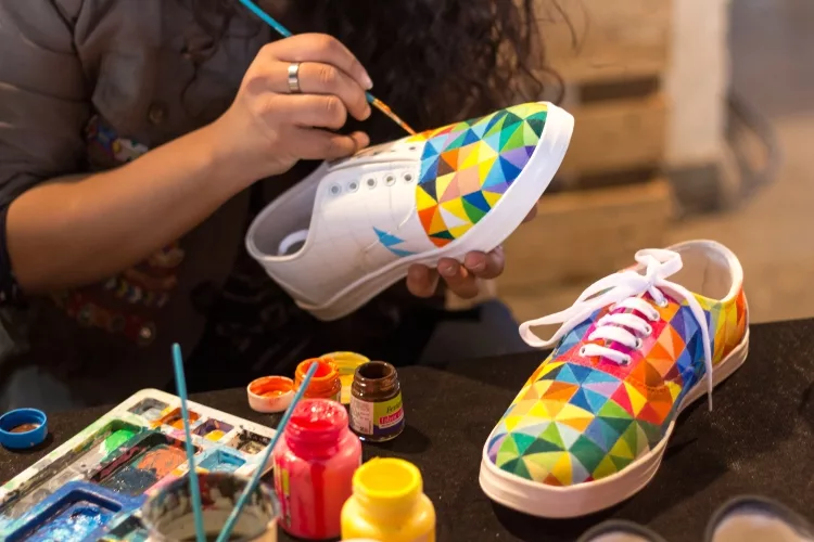 acrylic painting on shoes