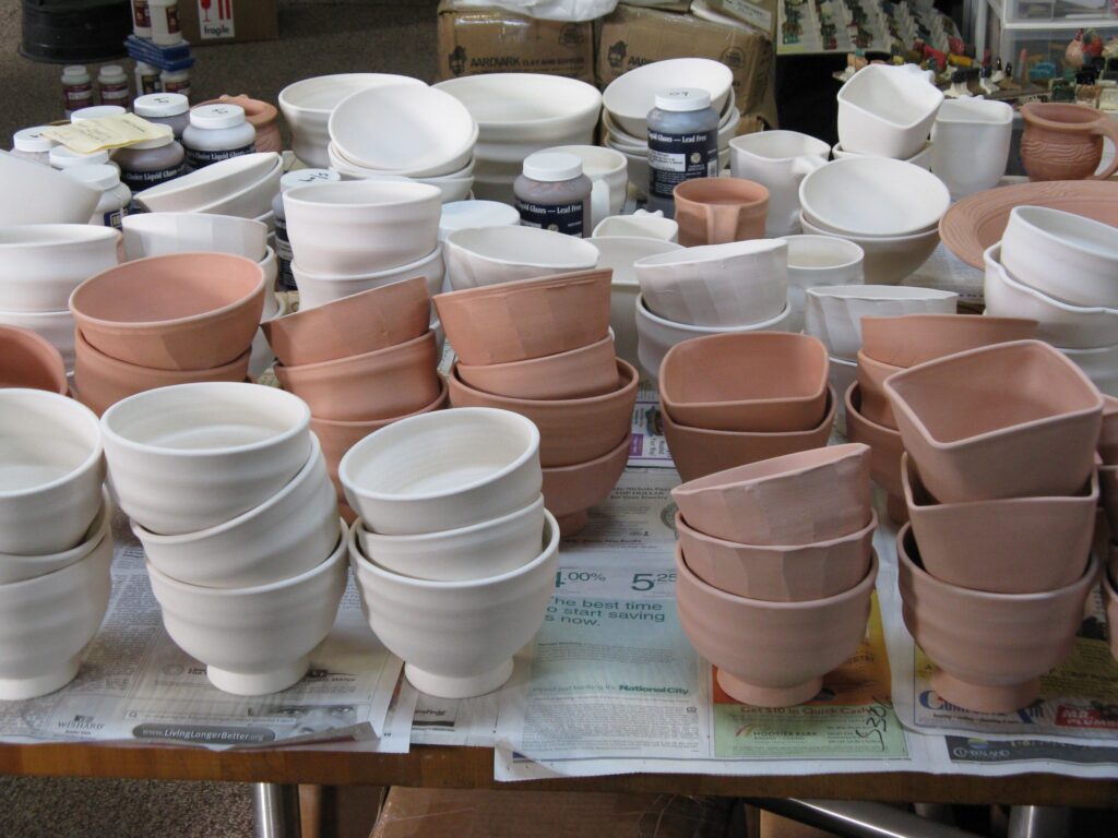 Clay-Bisqueware-bowls heated and dried