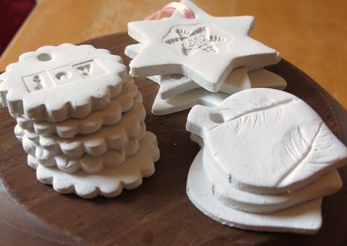 air dry clay ornaments post drying ready for painting