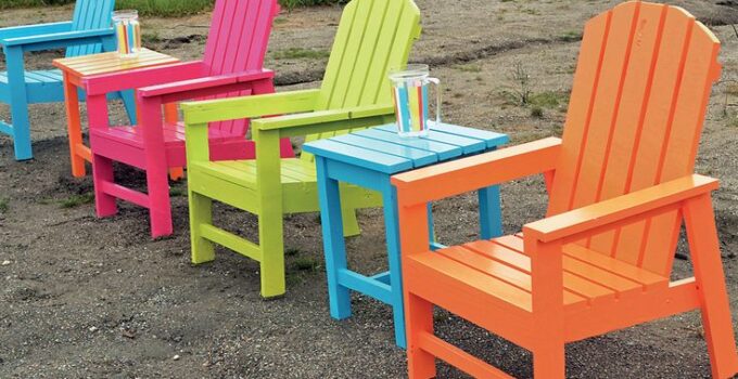 chair table painted with chalkboard paint multi color