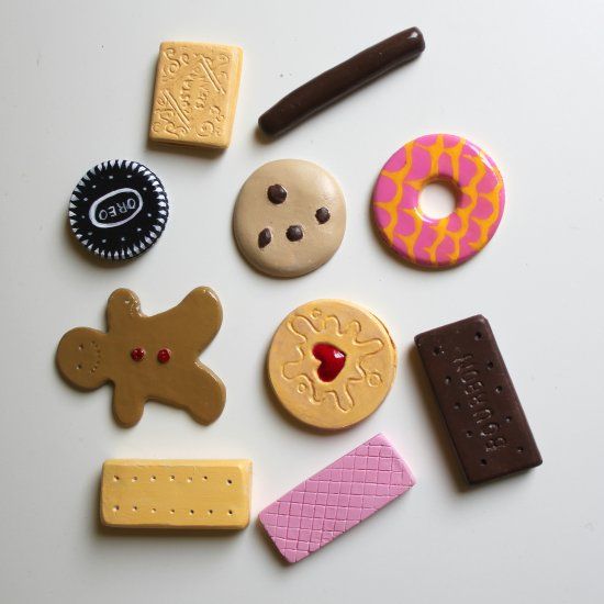 cookies of different shapes made with clay