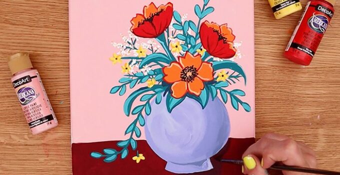 easy-acrylic-painting-ideas-floral-art-on paper