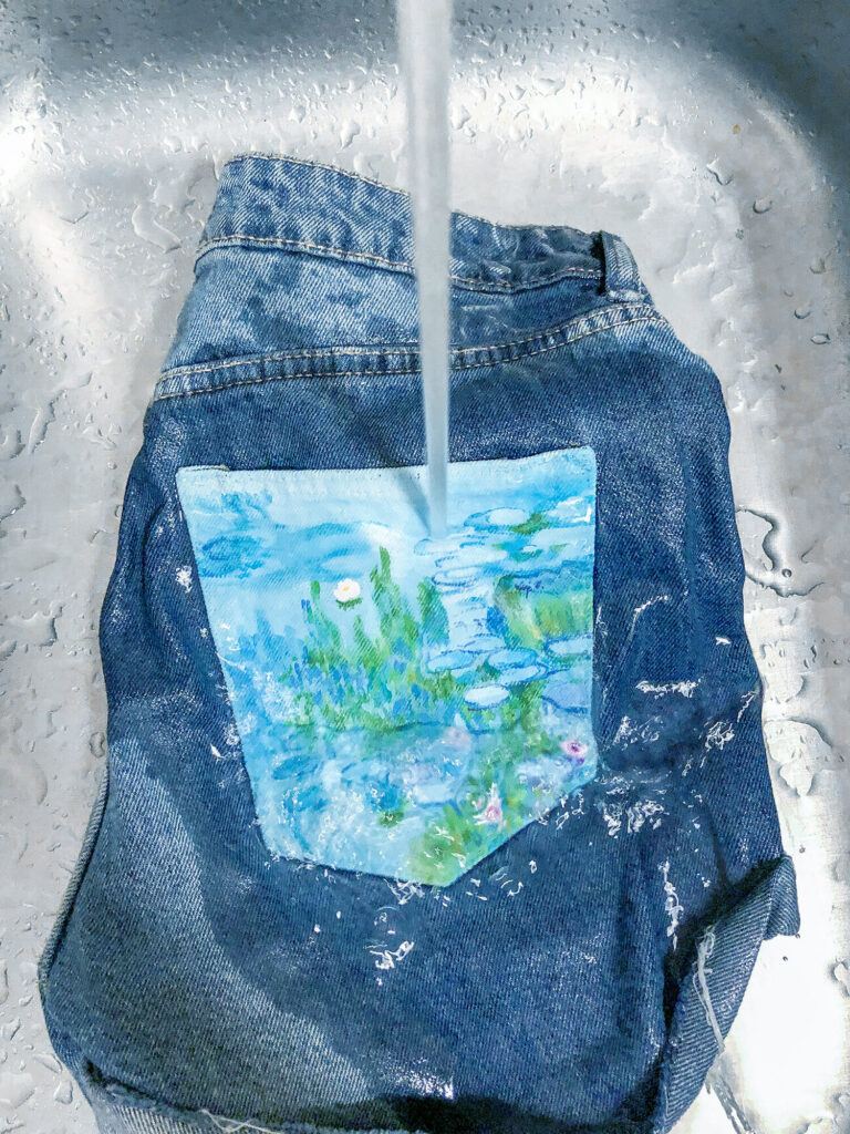 removing acrylics from jeans by washing