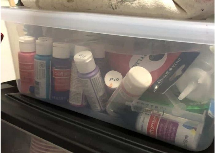 storing acrylics in box in refrigerator