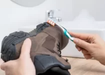 toothbrush scraping to get super glue off the shoes-passionthursday.com